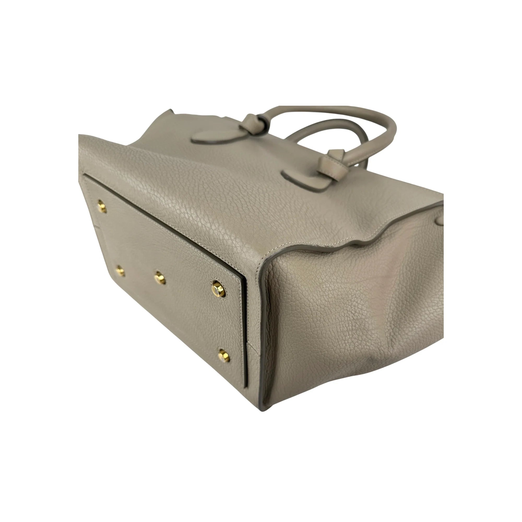Celine Vanilla Crisped Calfskin Leather Tie Tote Bag