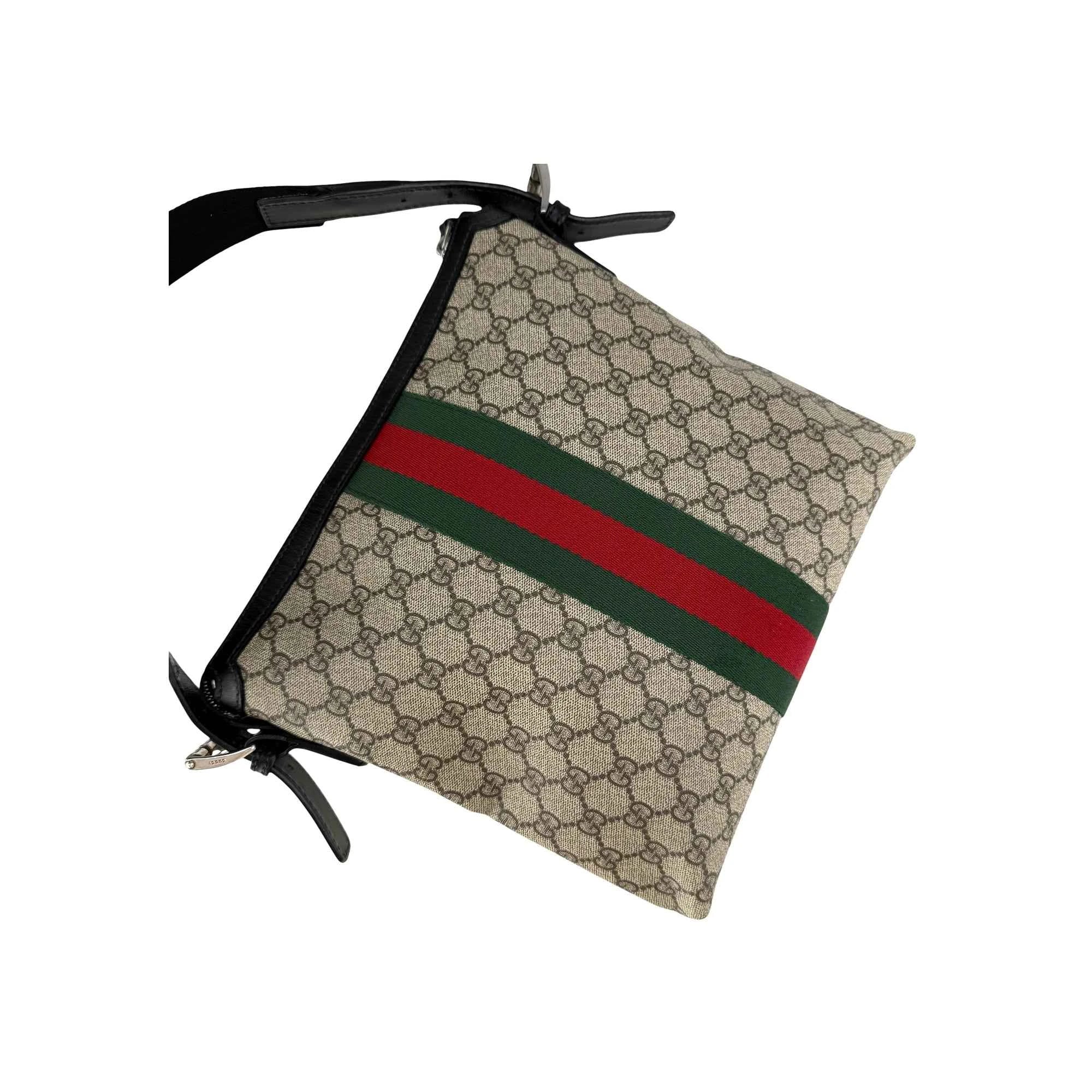 Gucci Beige GG Coated Canvas Medium Ophidia Web Messenger Bag