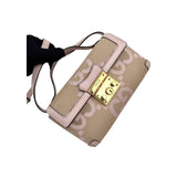 Gucci Monogram Jumbo GG Textured Calfskin Mini Padlock Top Handle Shoulder Bag