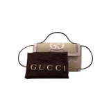 Gucci Monogram Jumbo GG Textured Calfskin Mini Padlock Top Handle Shoulder Bag