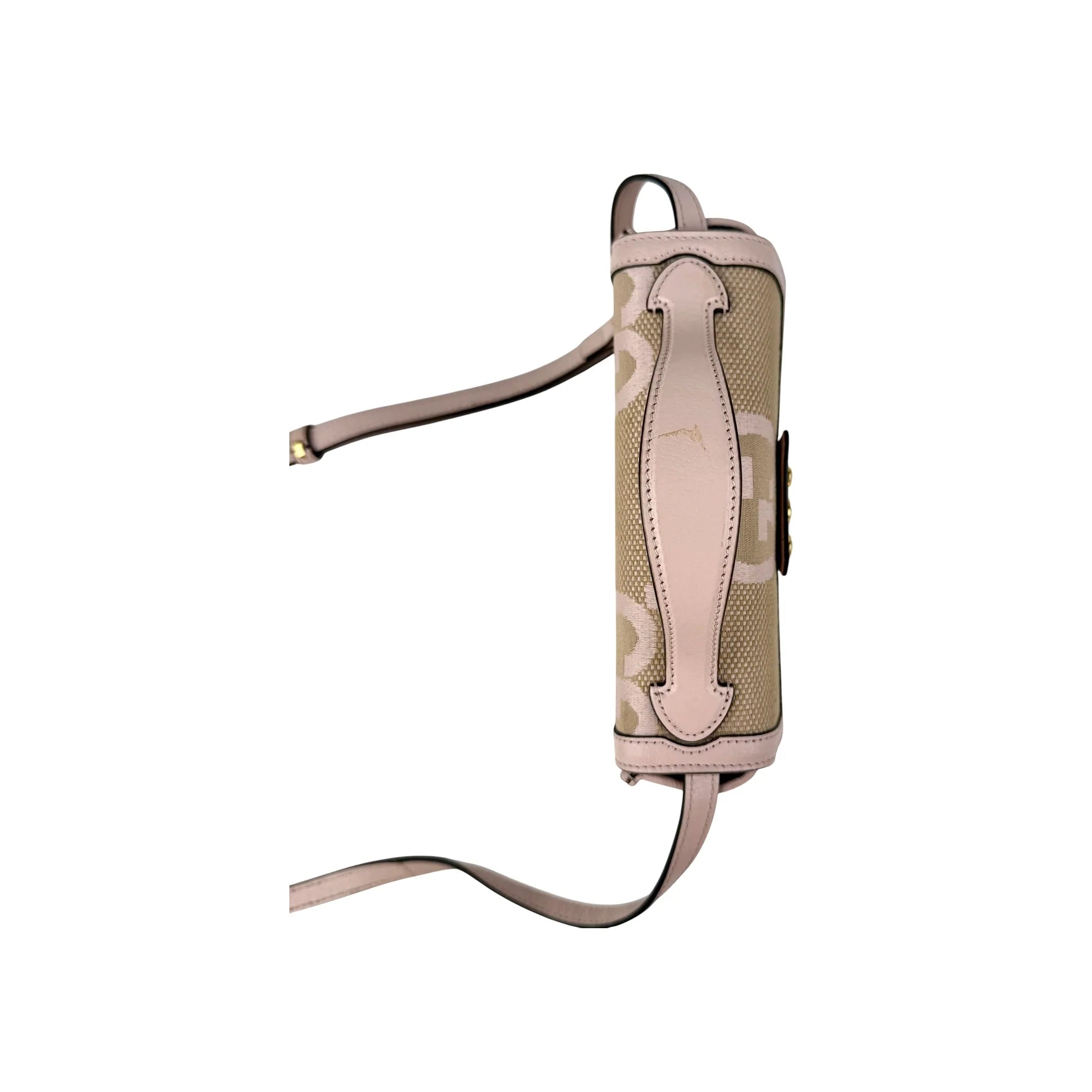 Gucci Monogram Jumbo GG Textured Calfskin Mini Padlock Top Handle Shoulder Bag