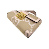 Gucci Monogram Jumbo GG Textured Calfskin Mini Padlock Top Handle Shoulder Bag