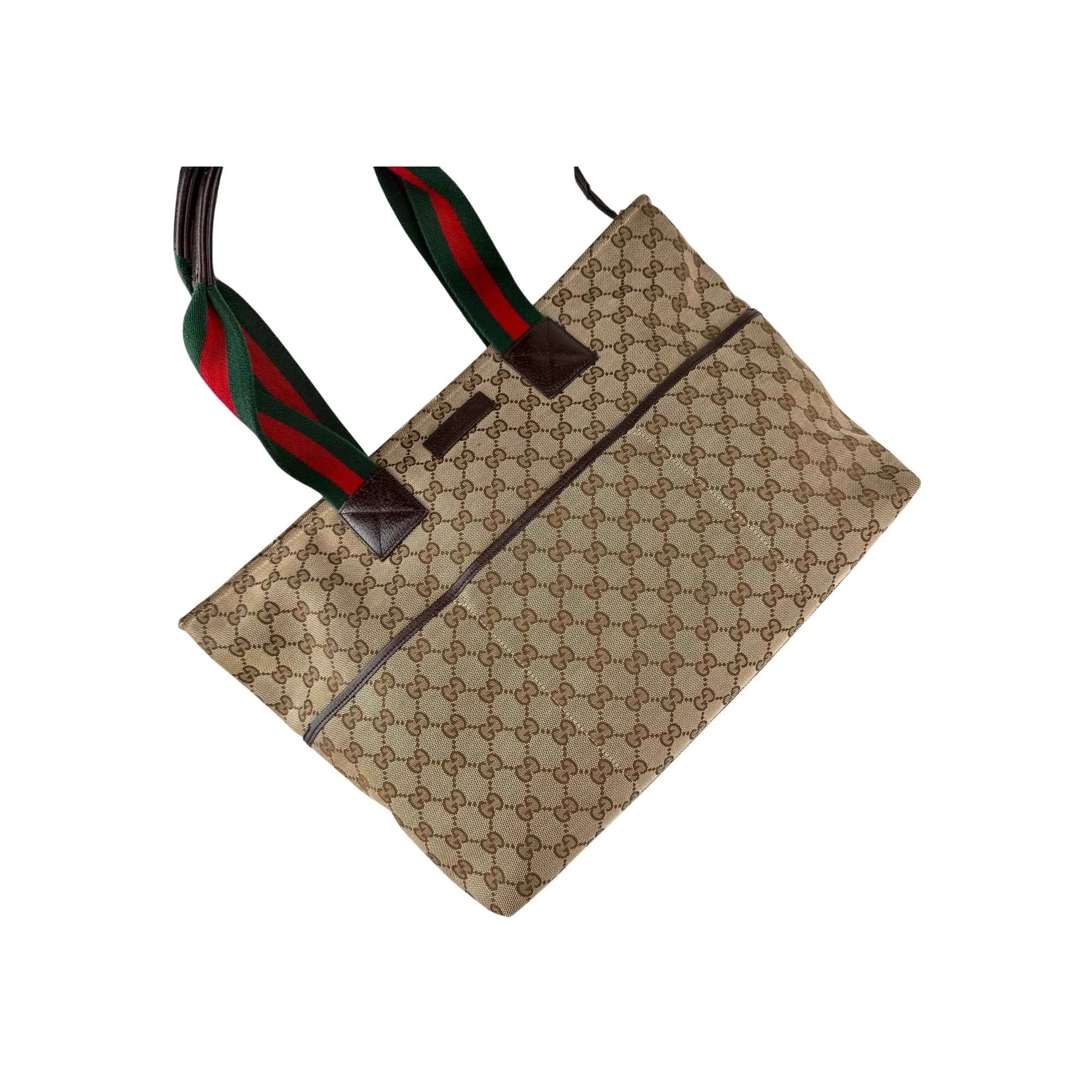 Gucci Beige/Ebony GG Canvas Diaper Bag Tote Bag