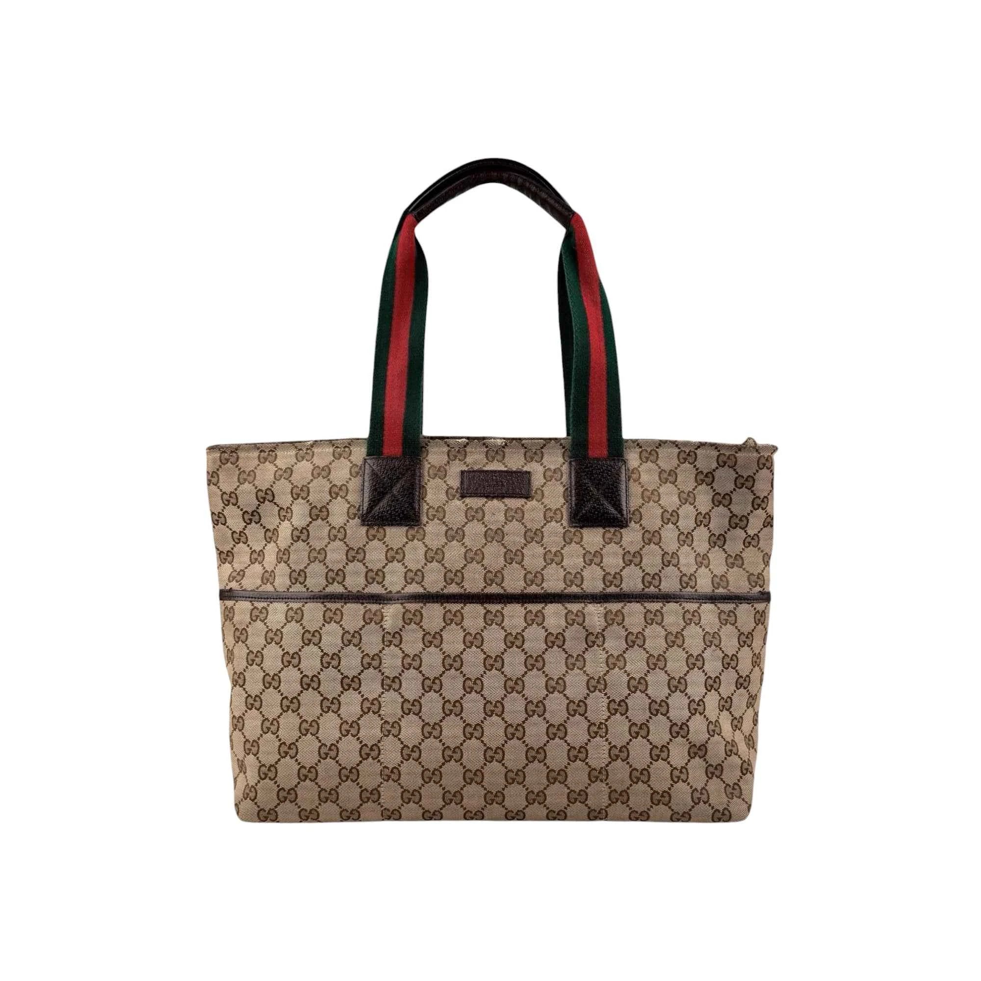 Gucci Beige/Ebony GG Canvas Diaper Bag Tote Bag
