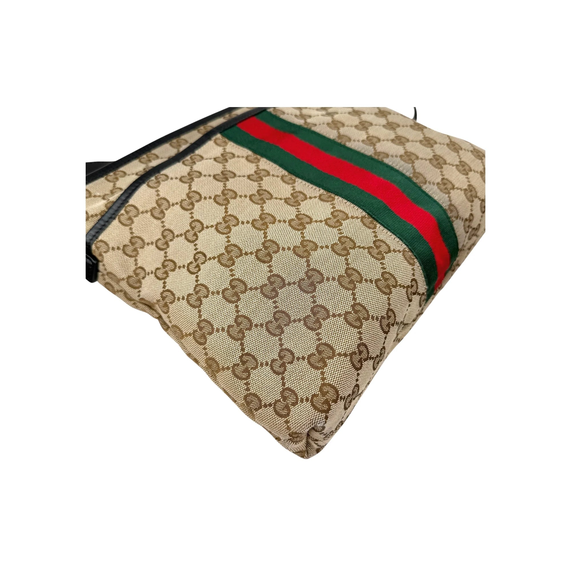 Gucci Beige Ebony GG Canvas and Leather Messenger Bag