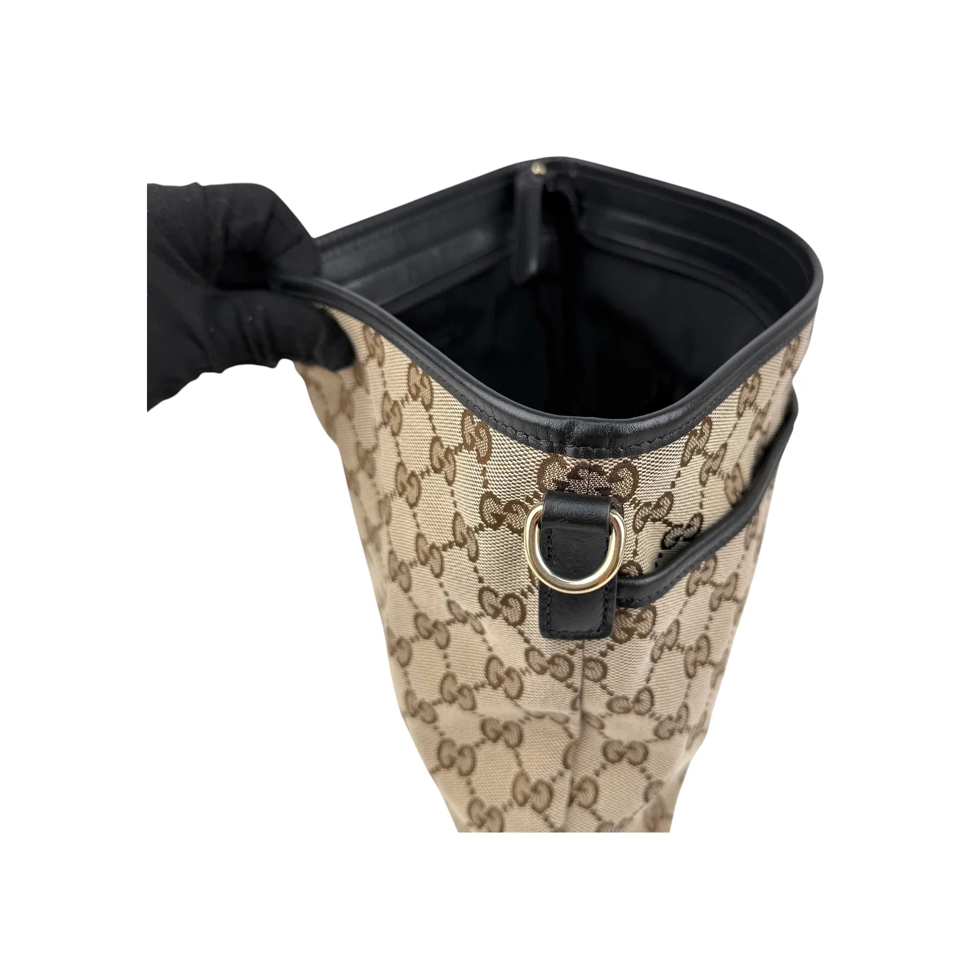 Gucci Beige Ebony GG Canvas and Leather Messenger Bag