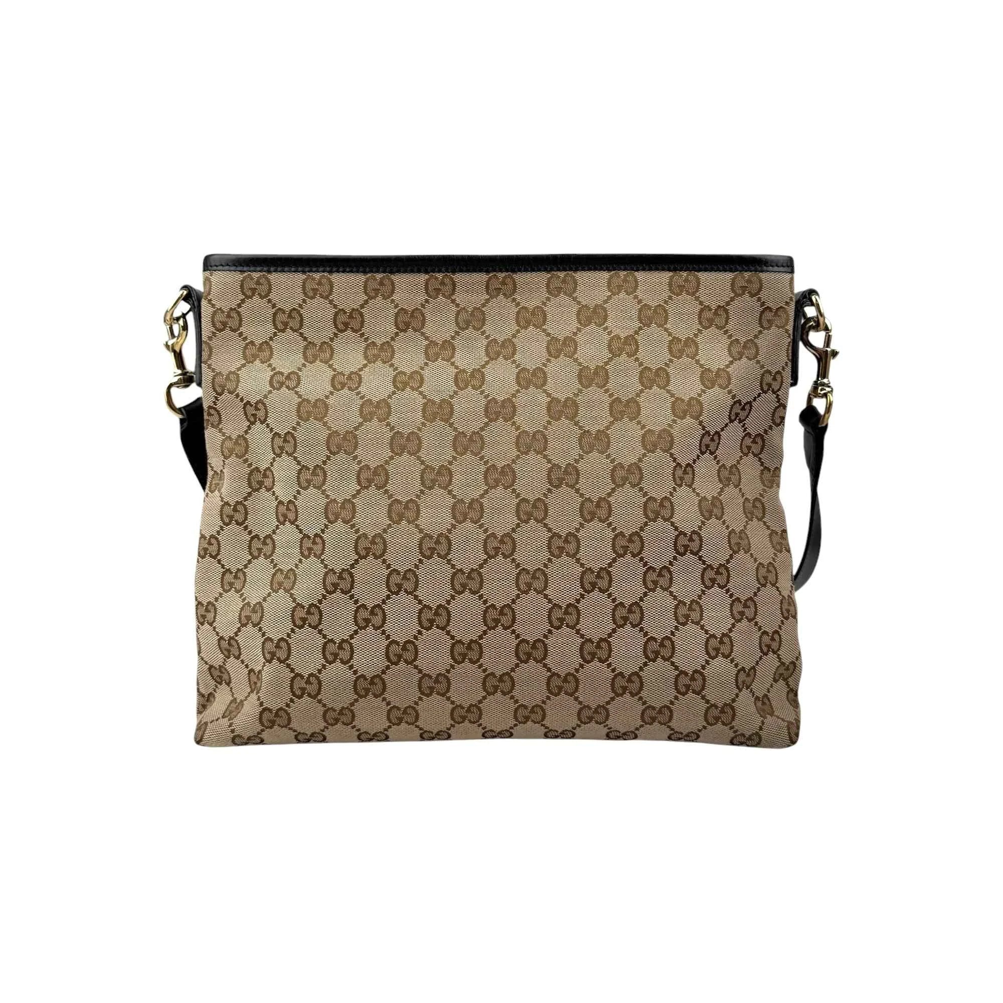 Gucci Beige Ebony GG Canvas and Leather Messenger Bag