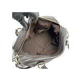 Gucci Black Leather Twill Top Handle Bag