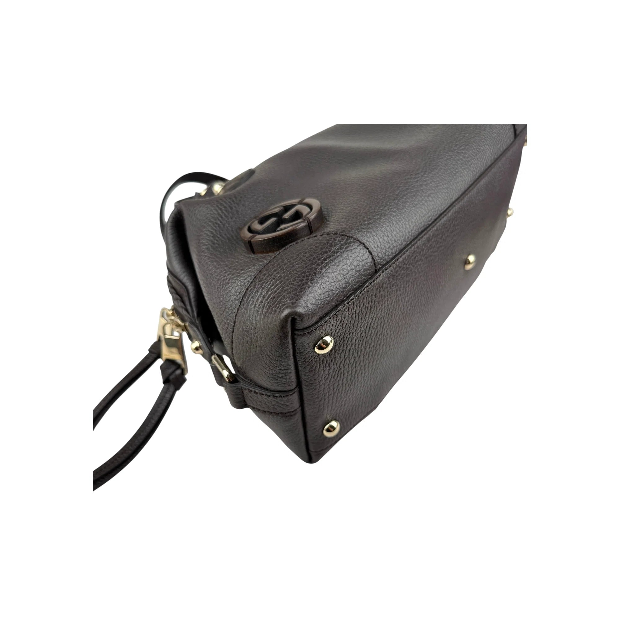 Gucci Black Leather Twill Top Handle Bag