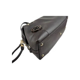 Gucci Black Leather Twill Top Handle Bag