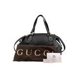 Gucci Black Leather Twill Top Handle Bag