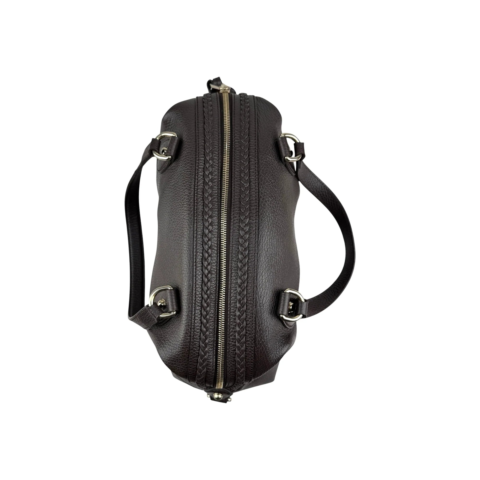 Gucci Black Leather Twill Top Handle Bag