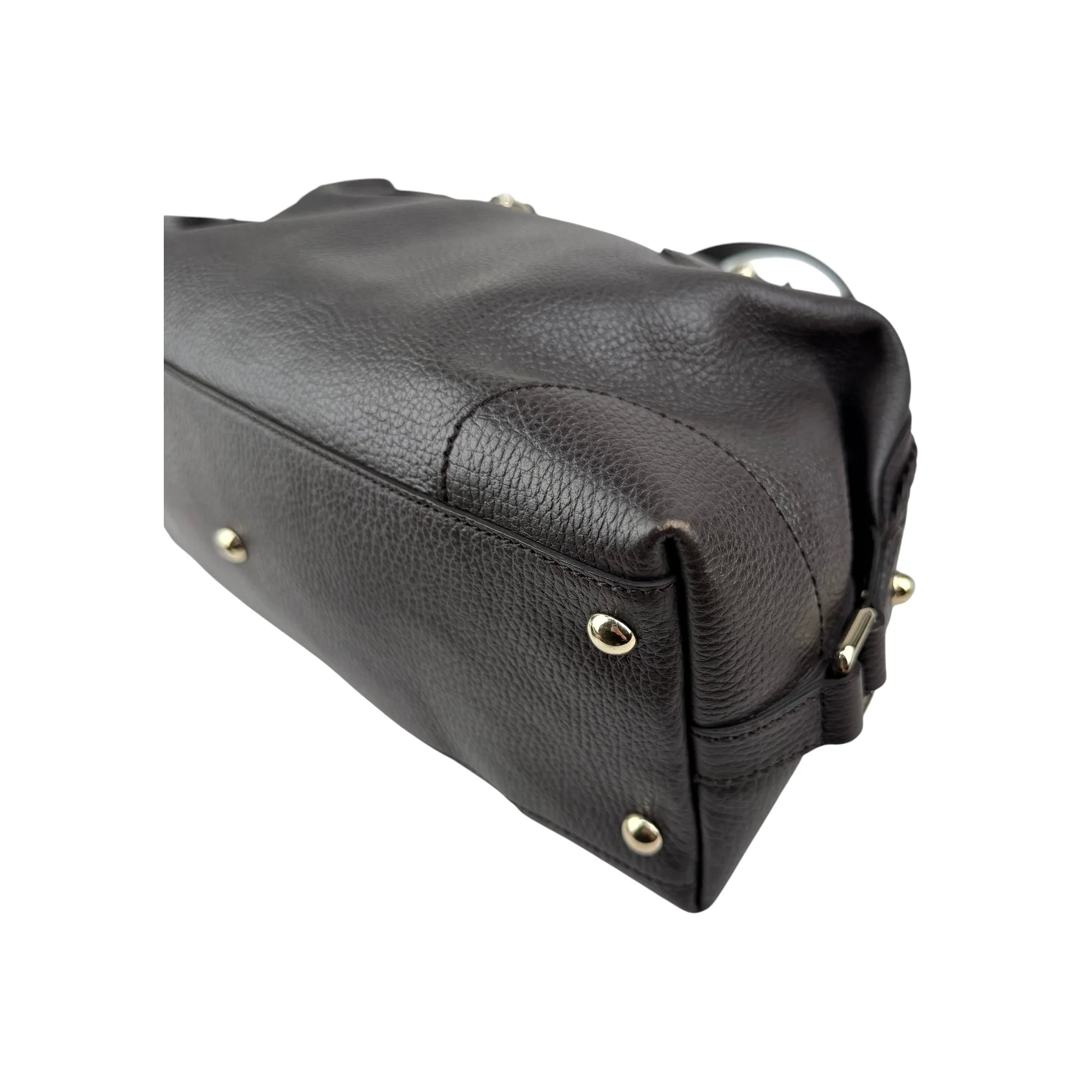 Gucci Black Leather Twill Top Handle Bag