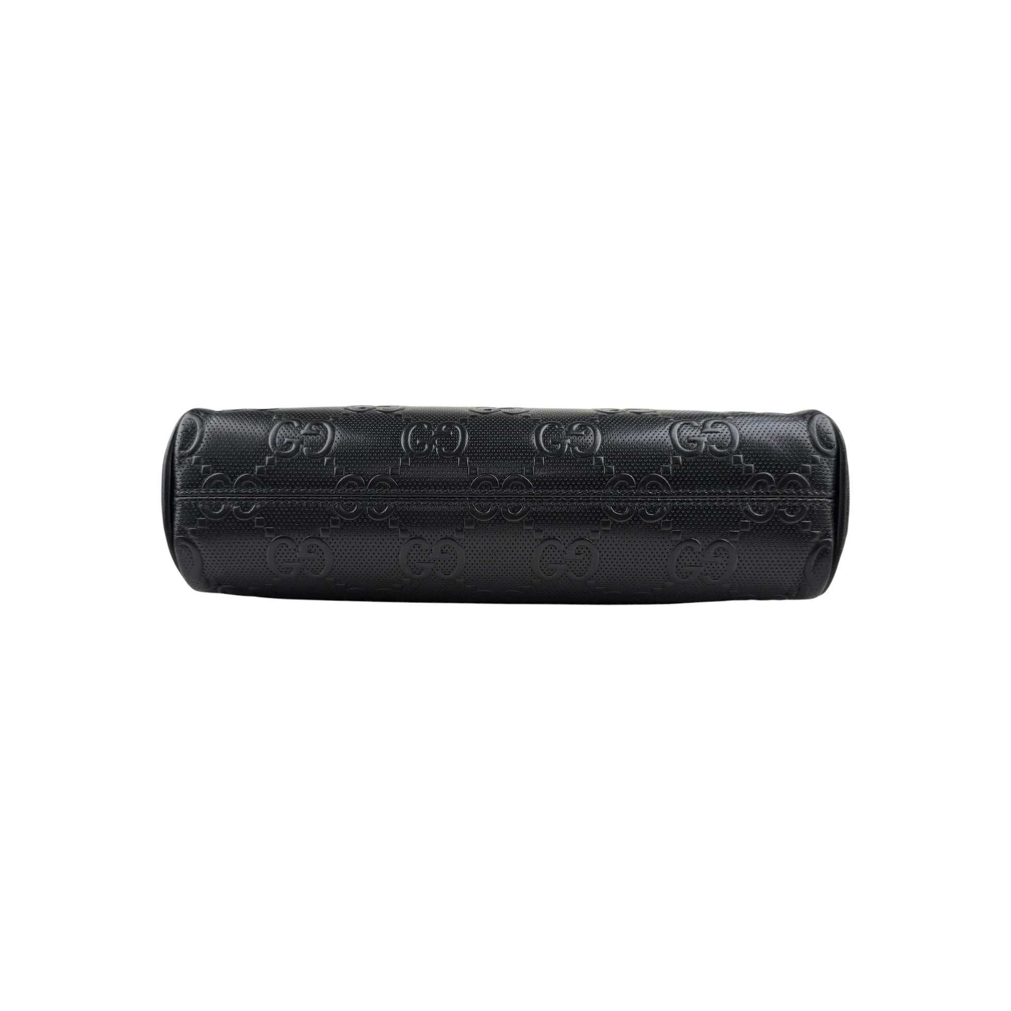 Gucci Black Leather Embossed GG Crossbody Bag