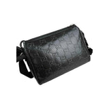 Gucci Black Leather Embossed GG Crossbody Bag