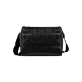 Gucci Black Leather Embossed GG Crossbody Bag