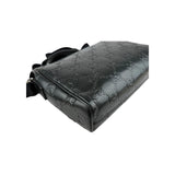 Gucci Black Leather Embossed GG Crossbody Bag