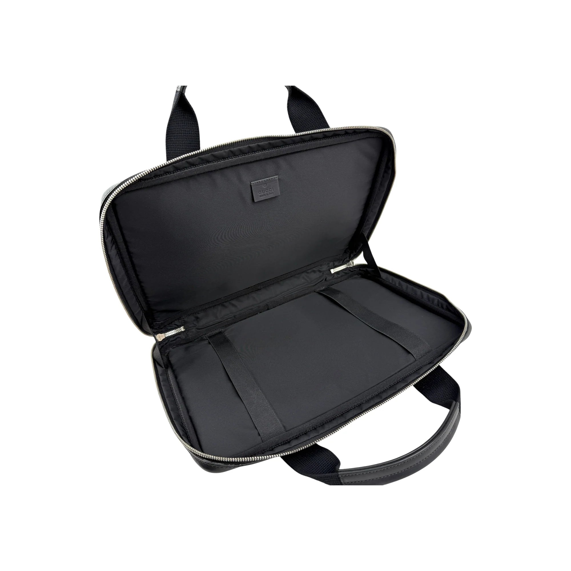 Gucci Black Guccissima Embossed Leather Briefcase Bag