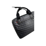 Gucci Black Guccissima Embossed Leather Briefcase Bag