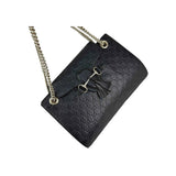 Gucci Black Guccissima Leather Large Emily Chain Shoulder Bag