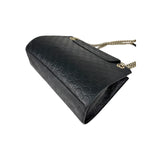 Gucci Black Guccissima Leather Large Emily Chain Shoulder Bag