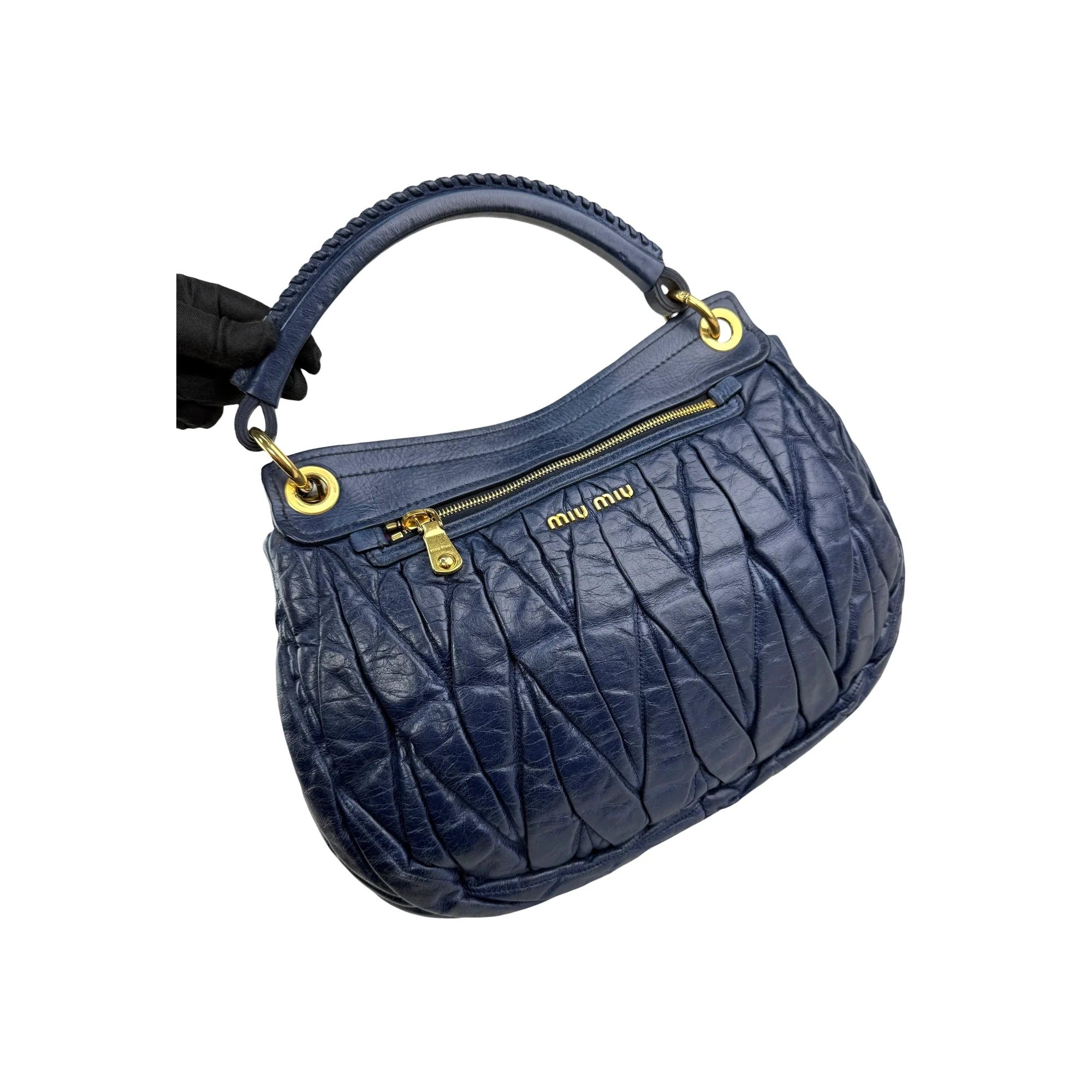 Miu Miu Matelassé Vitello Leather City Handbag