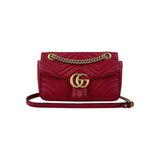 Gucci Red Quilted Leather GG Marmont Medium Shoulder Bag