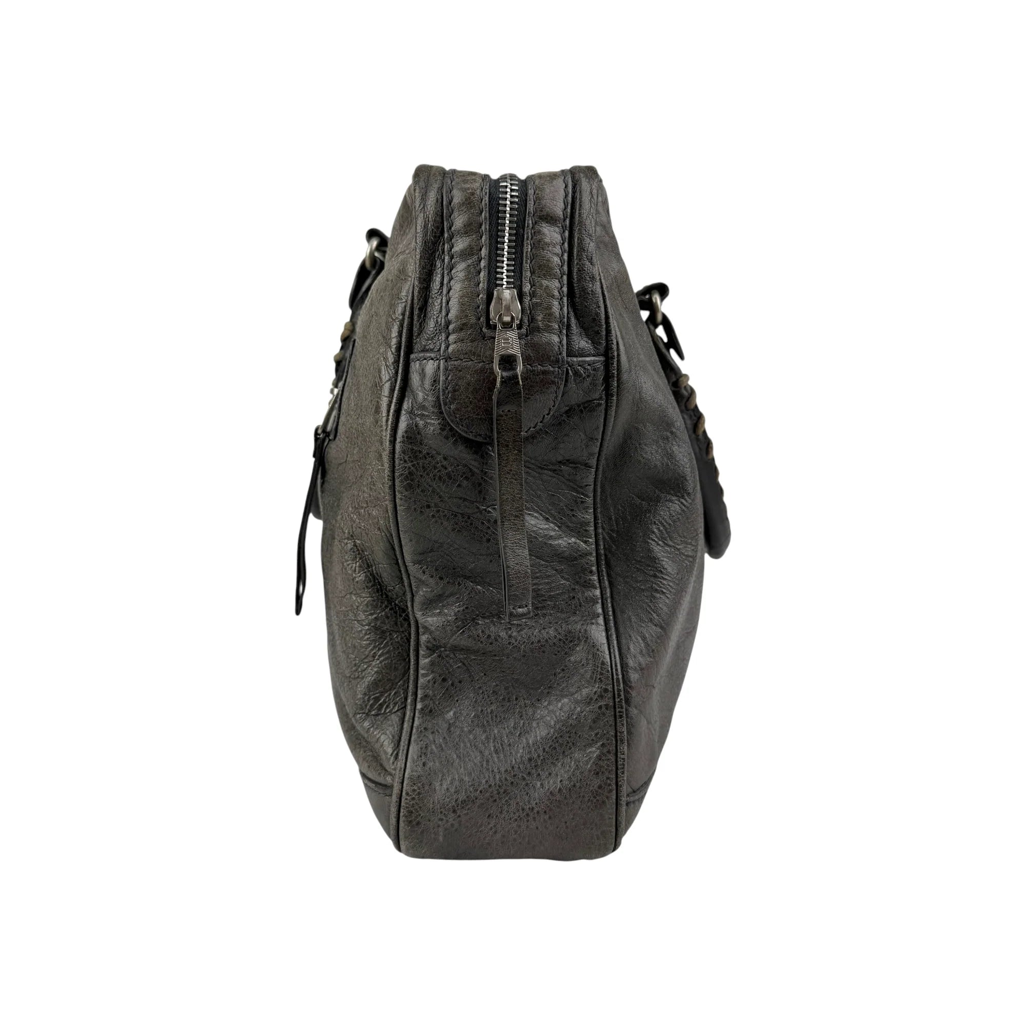 Balenciaga Grey Lambskin Leather Squash M Duffle Bag