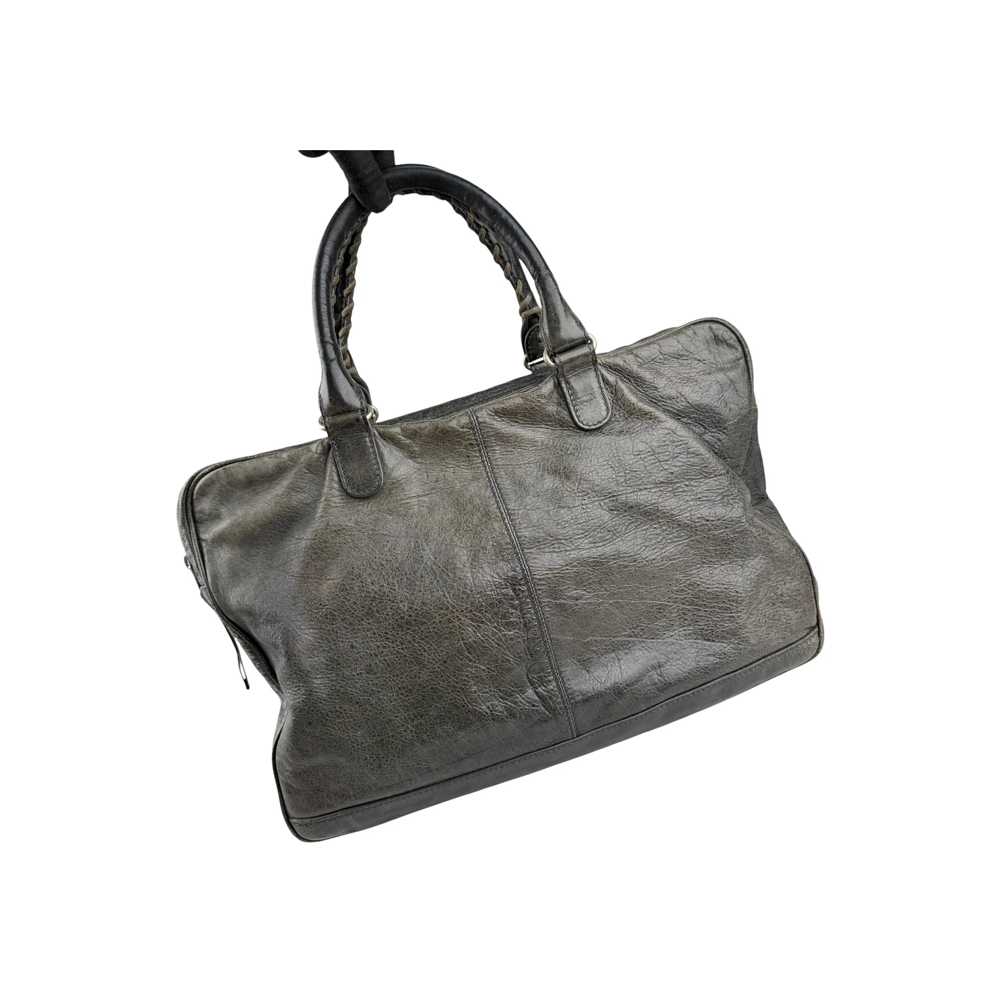 Balenciaga Grey Lambskin Leather Squash M Duffle Bag