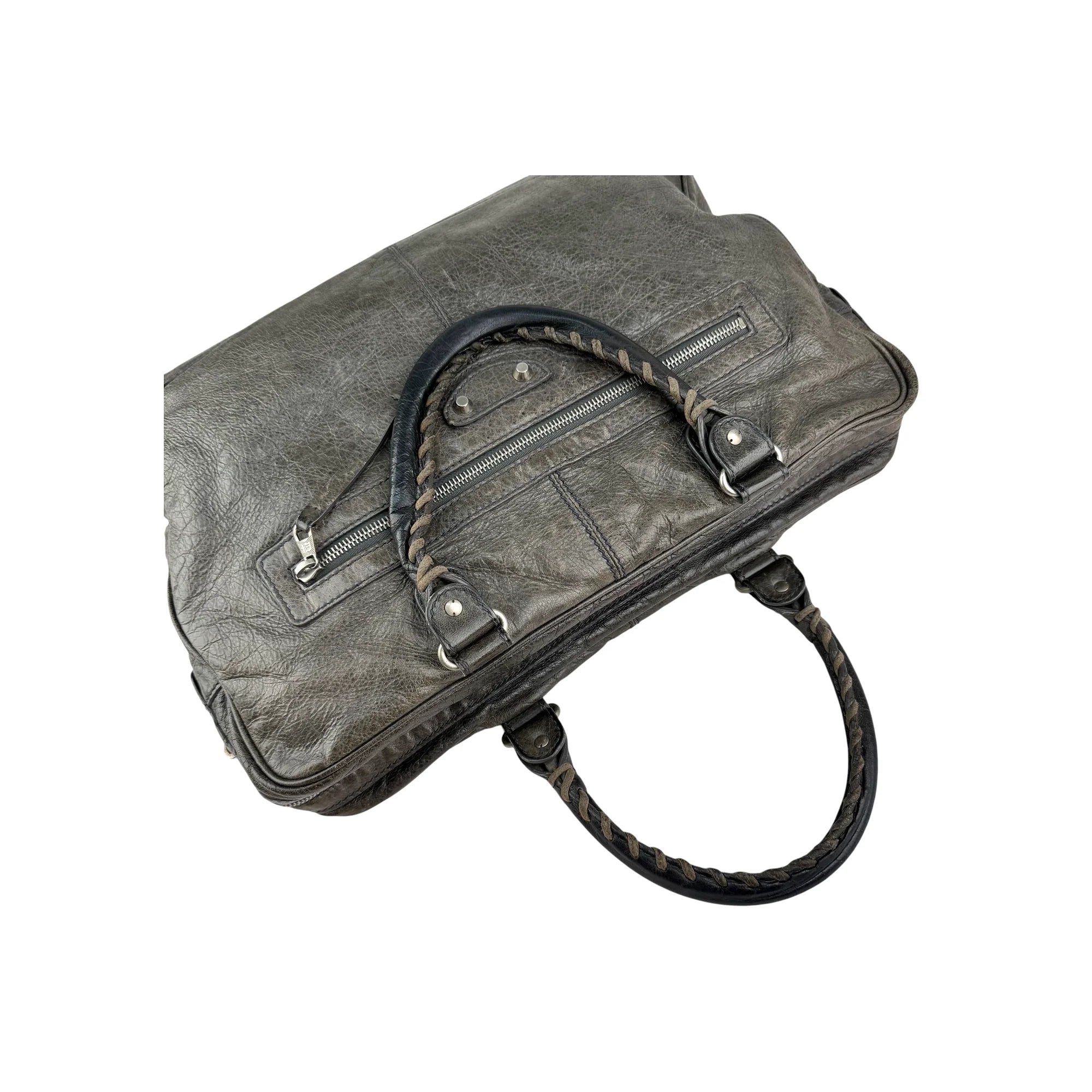 Balenciaga Grey Lambskin Leather Squash M Duffle Bag