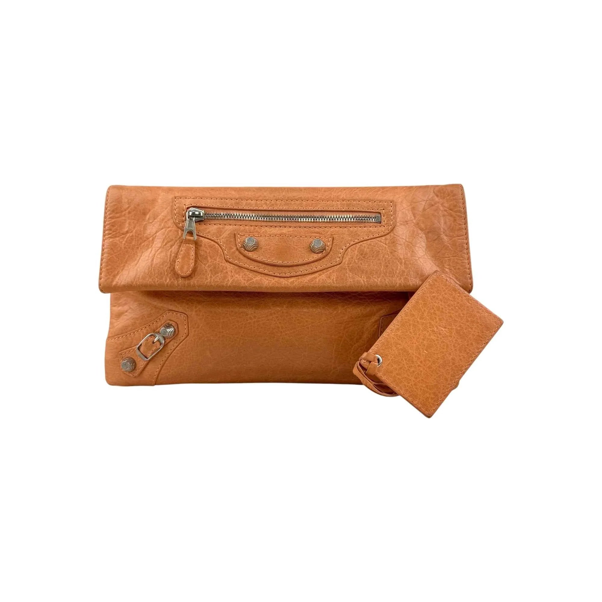 Balenciaga Light Orange Leather Giant Envelope Clutch