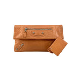 Balenciaga Light Orange Leather Giant Envelope Clutch