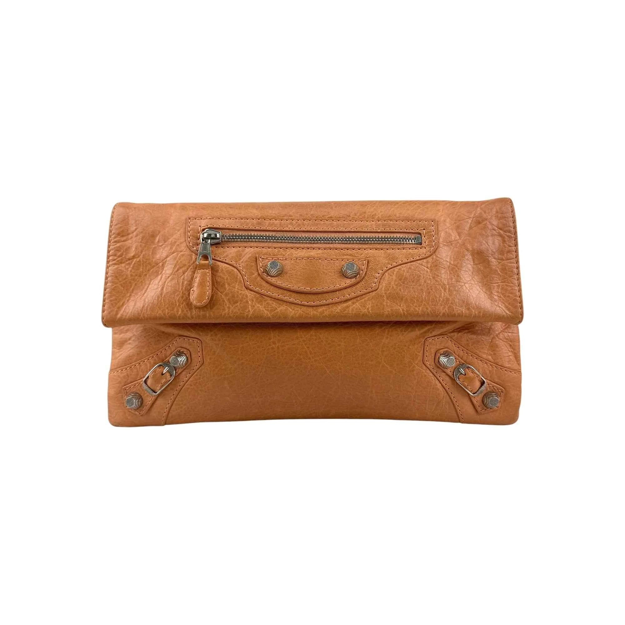 Balenciaga Light Orange Leather Giant Envelope Clutch