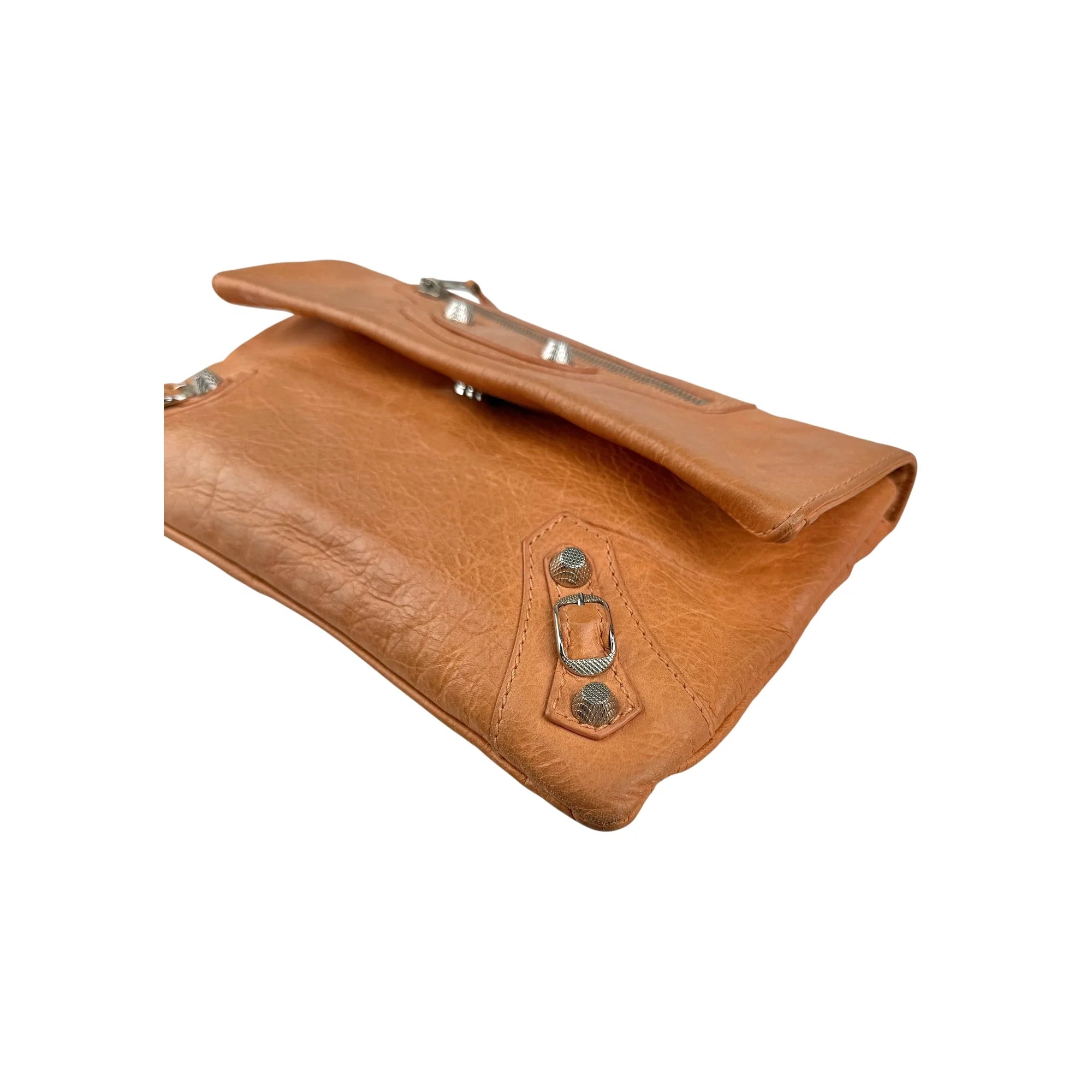 Balenciaga Light Orange Leather Giant Envelope Clutch