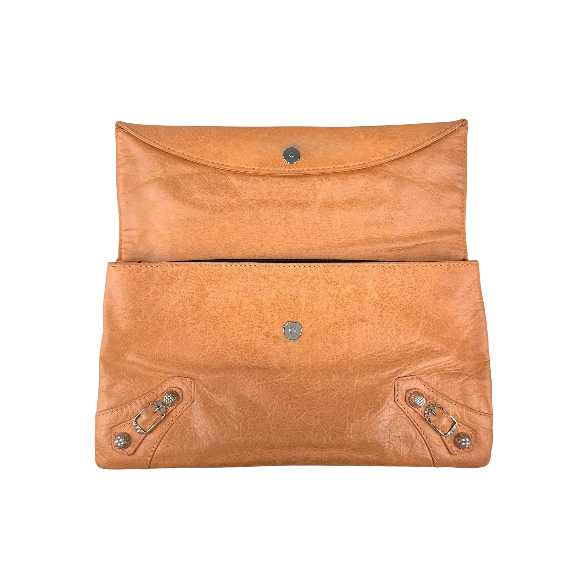 Balenciaga Light Orange Leather Giant Envelope Clutch