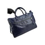 Balenciaga Navy Lambskin Leather City Briefcase Bag