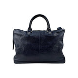 Balenciaga Navy Lambskin Leather City Briefcase Bag