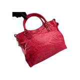 Balenciaga Rose Thulian Lambskin Leather Rose Gold Motorcycle Town Bag