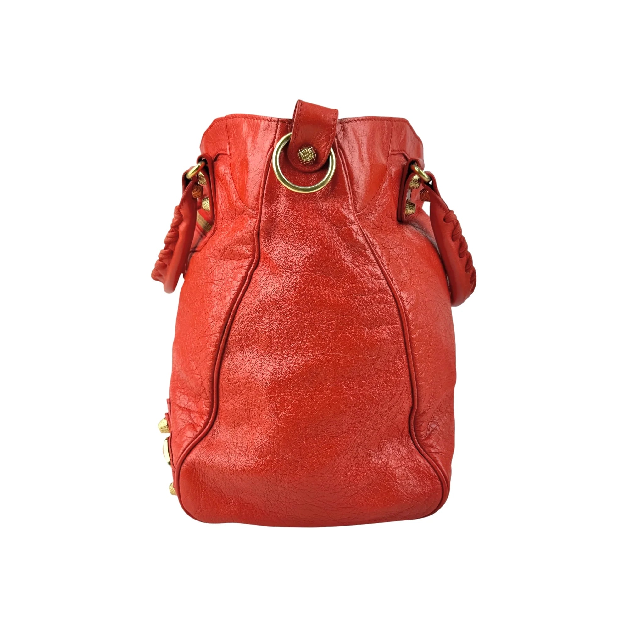 Balenciaga Rouge Ambre Lambskin Leather Giant Motorcycle City Bag