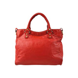 Balenciaga Rouge Ambre Lambskin Leather Giant Motorcycle City Bag