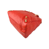 Balenciaga Rouge Ambre Lambskin Leather Giant Motorcycle City Bag