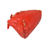 Balenciaga Rouge Ambre Lambskin Leather Giant Motorcycle City Bag