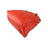 Balenciaga Rouge Ambre Lambskin Leather Giant Motorcycle City Bag