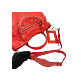 Balenciaga Rouge Ambre Lambskin Leather Giant Motorcycle City Bag