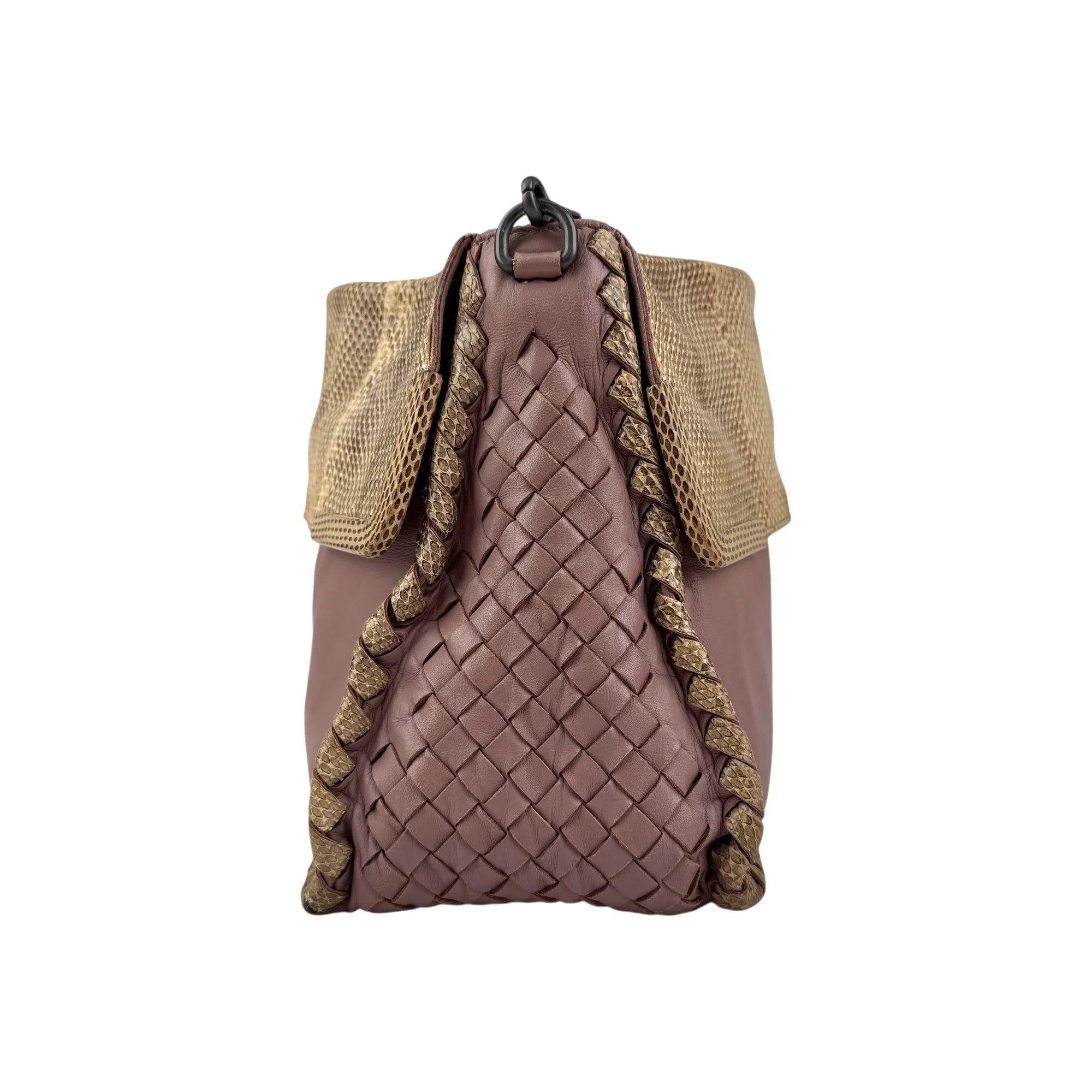 Bottega Veneta Intrecciato Leather and Karung Leather Shoulder Bag