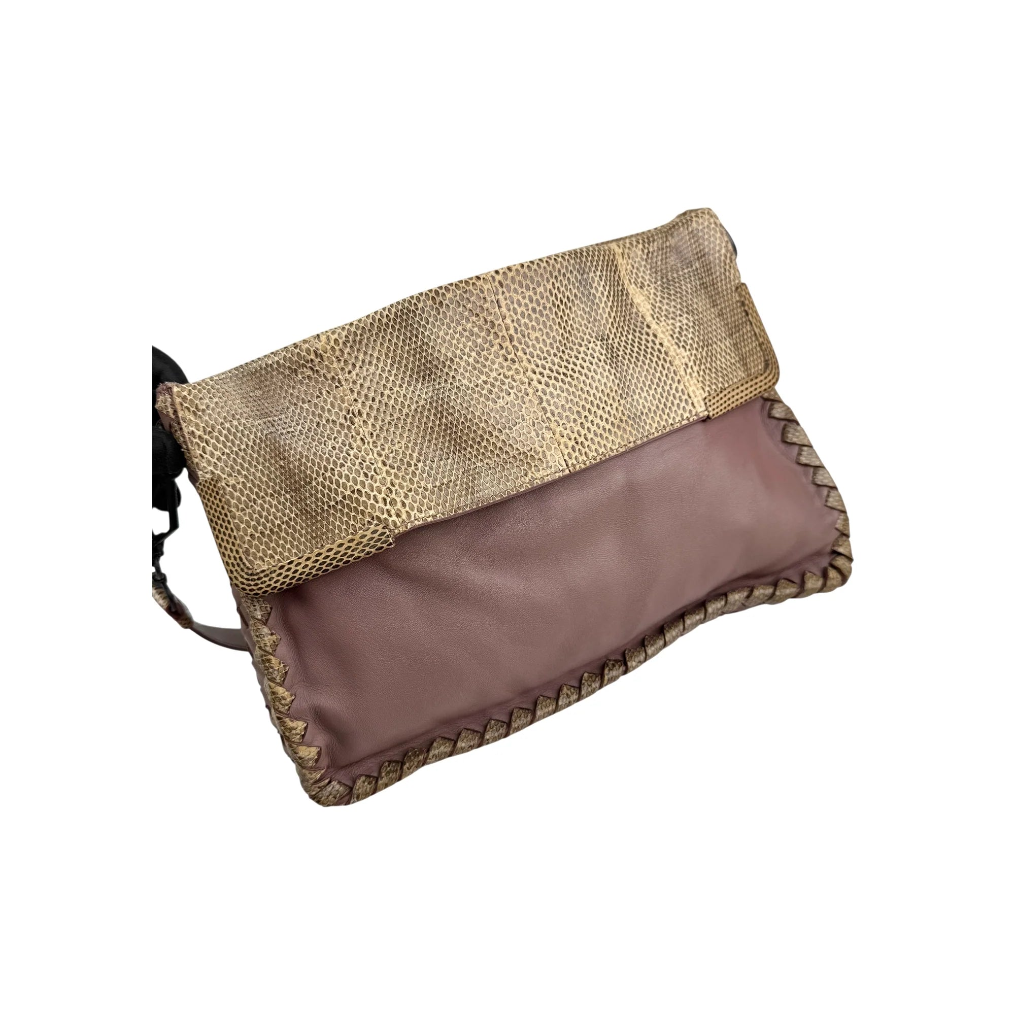 Bottega Veneta Intrecciato Leather and Karung Leather Shoulder Bag