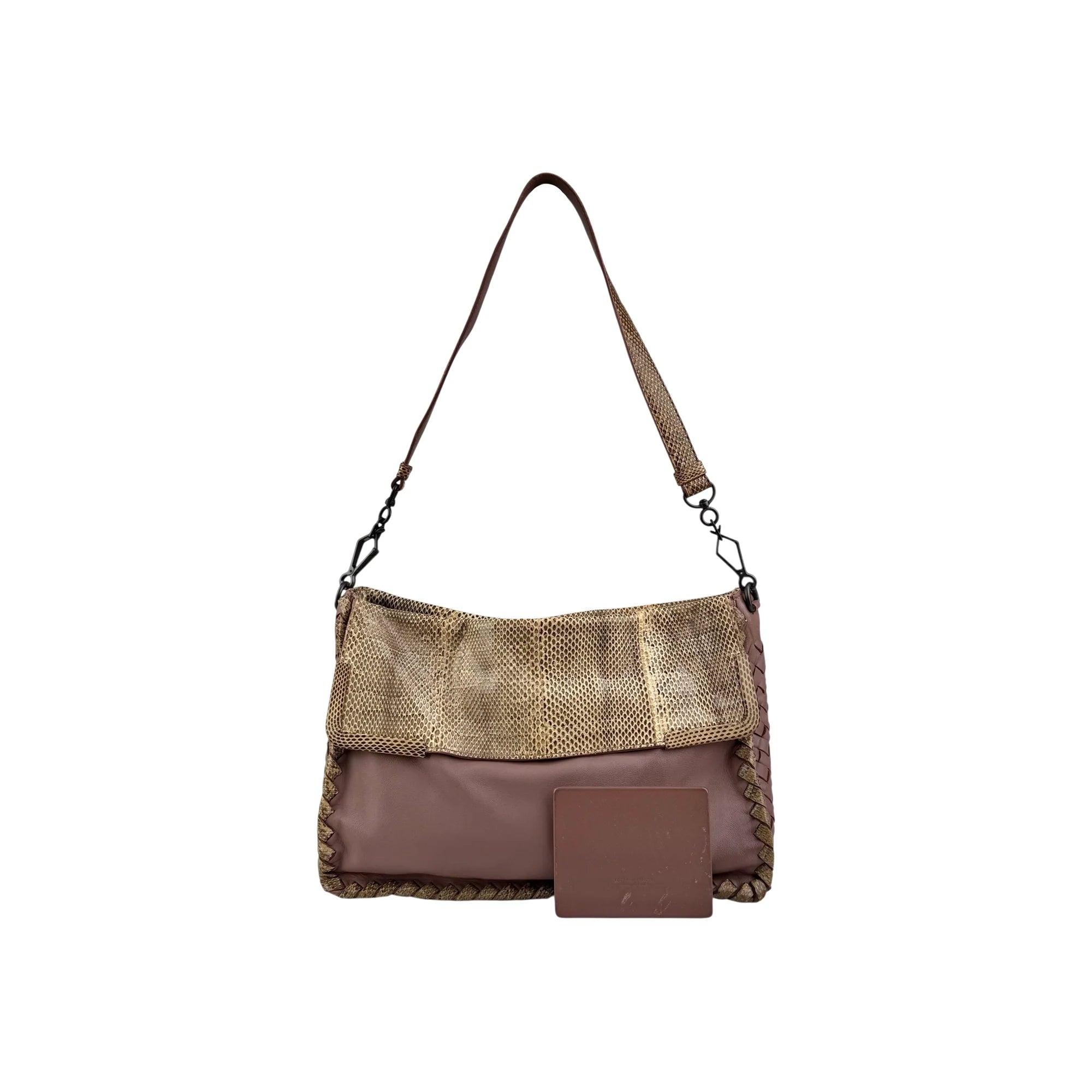 Bottega Veneta Intrecciato Leather and Karung Leather Shoulder Bag