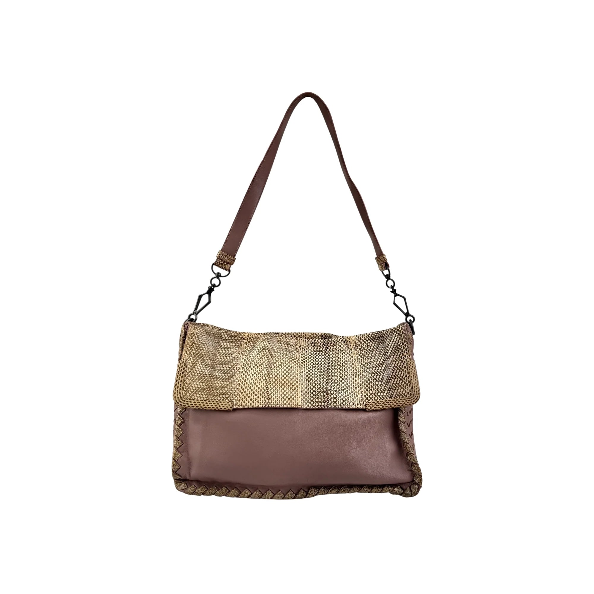 Bottega Veneta Intrecciato Leather and Karung Leather Shoulder Bag