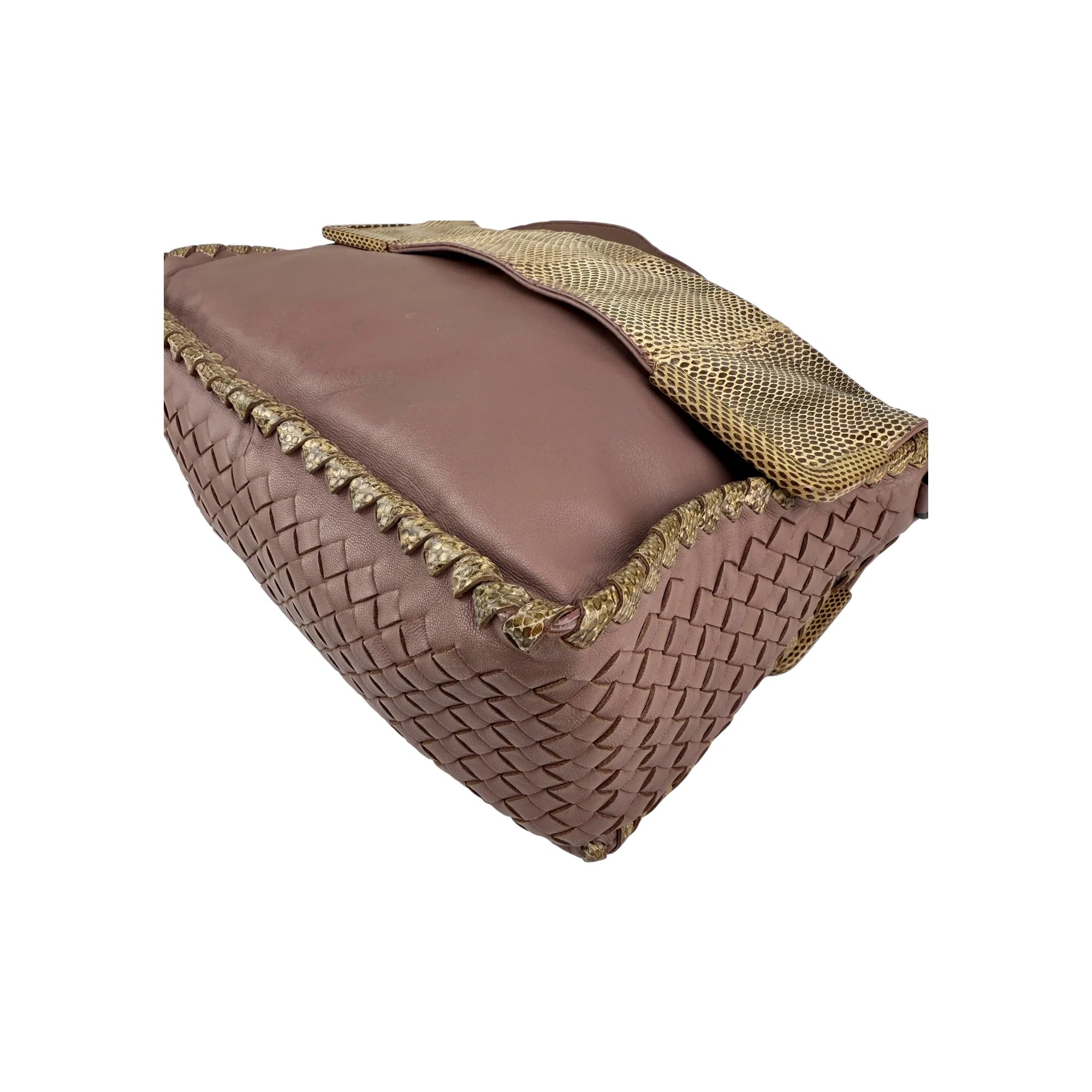 Bottega Veneta Intrecciato Leather and Karung Leather Shoulder Bag