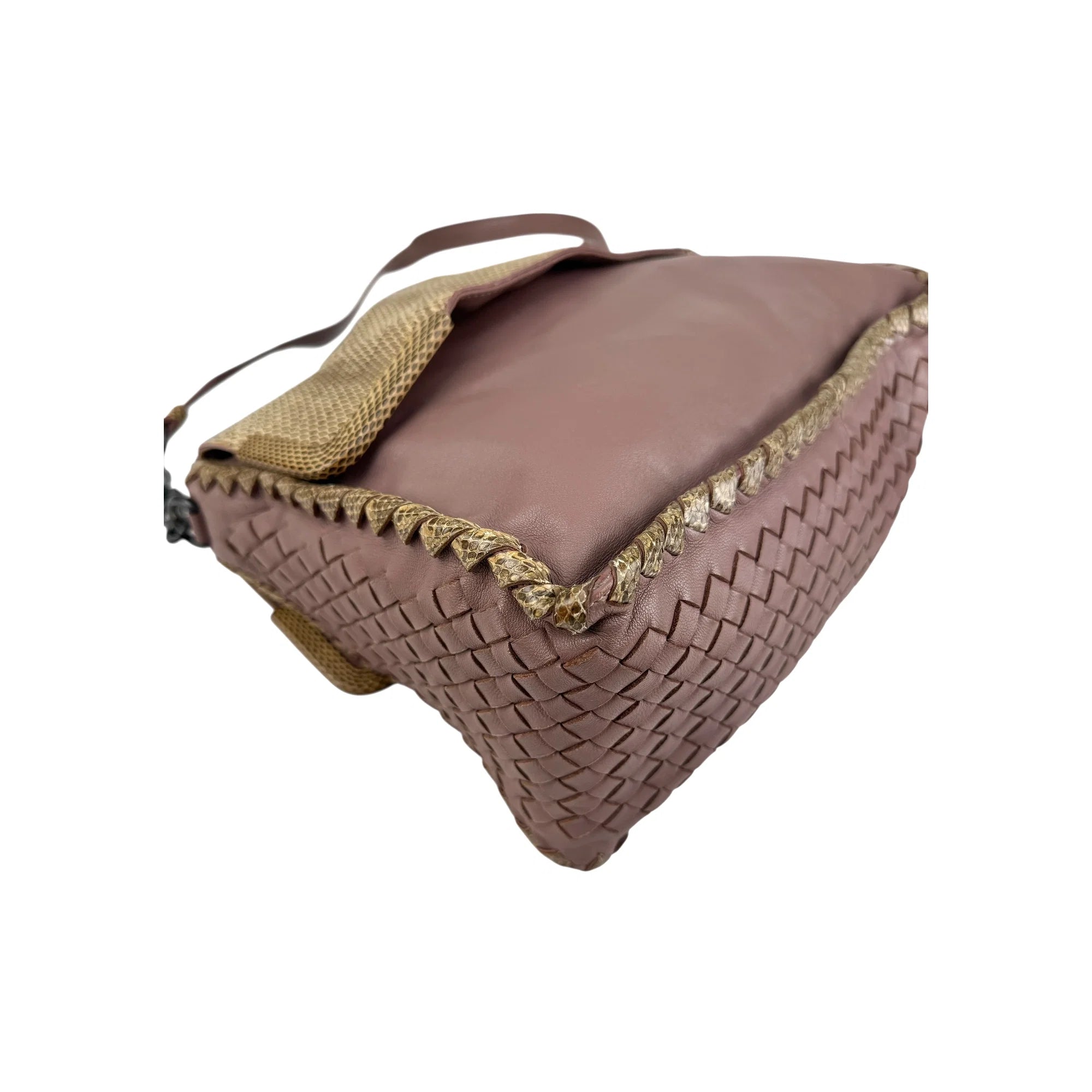 Bottega Veneta Intrecciato Leather and Karung Leather Shoulder Bag
